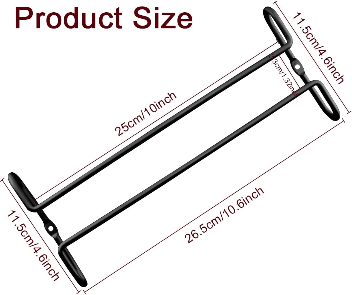 Enenes Heavy Duty Metal Stemware Rack 2 Pack, 10.3 Inch Under Cabinet Hanging Wine Glass Holder for Kitchen Bar, Organize Cups, Goblets, Wine Glasses