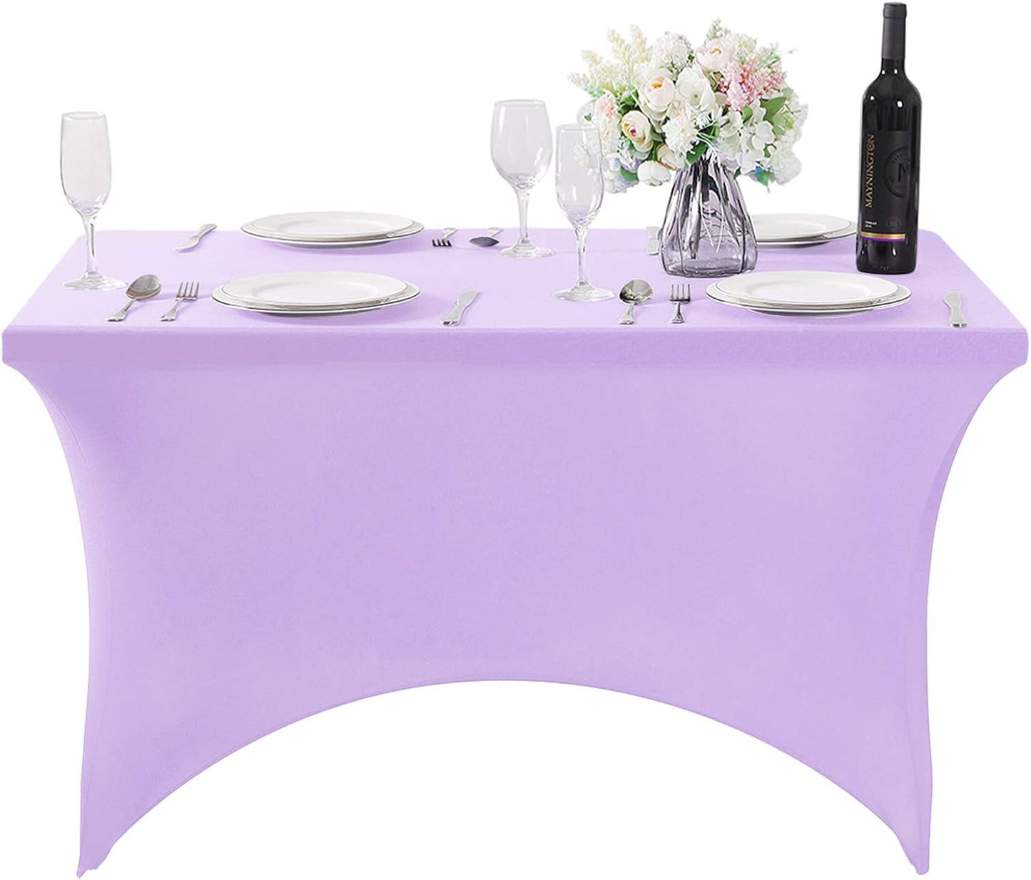 Spandex Table Cover for 4FT or 6ft or 8ft Table Universal Fitted Stretch Tablecloth for Party, Banquet, Wedding and Events-Lavender