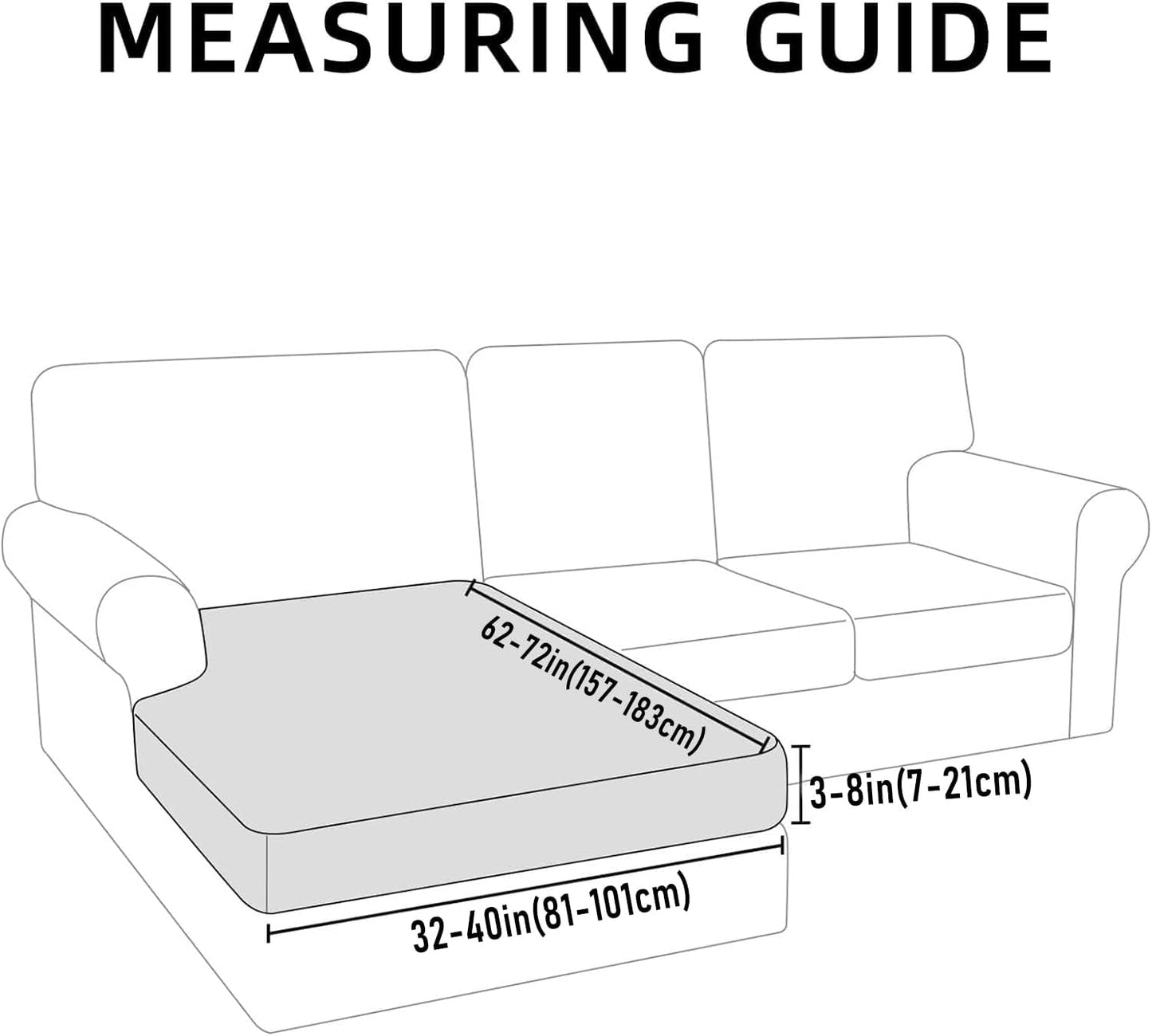 hyha Waterproof Sectional Couch Covers, Non Slip Sofa Couch Cushion Covers L Shape, Thick Stretch Jacquard Fabric, Washable Sofa Slipcovers with Elastic Bottom (1 Piece for Chaise XL, Lake Blue)