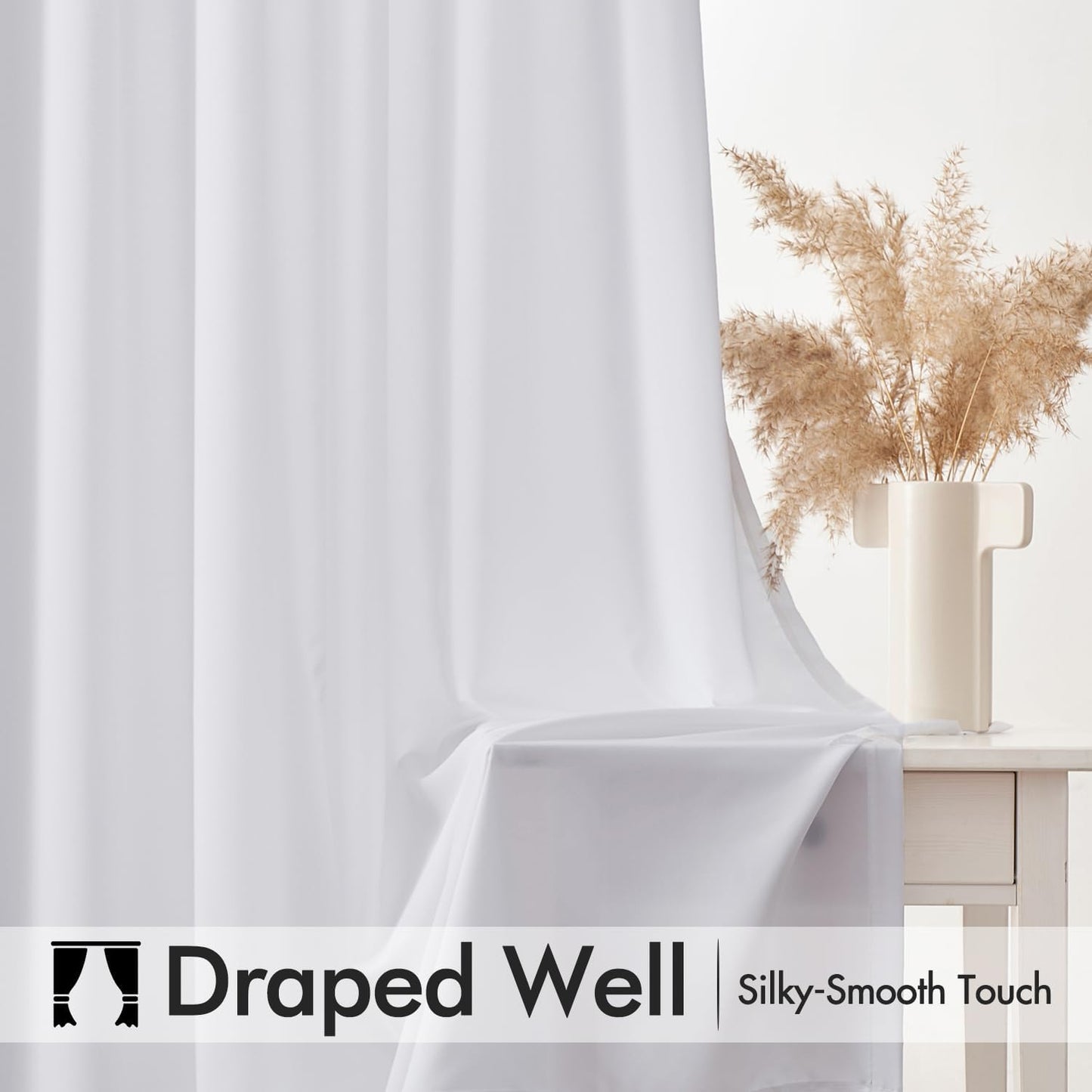 MIULEE White Privacy Sheer Curtains That Let Light in Non-See-Through Semi Sheer Curtains Light Filtering Window Curtain Drapes for Living Room Bedroom 42 X 92 Inches Long 2 Panels Set