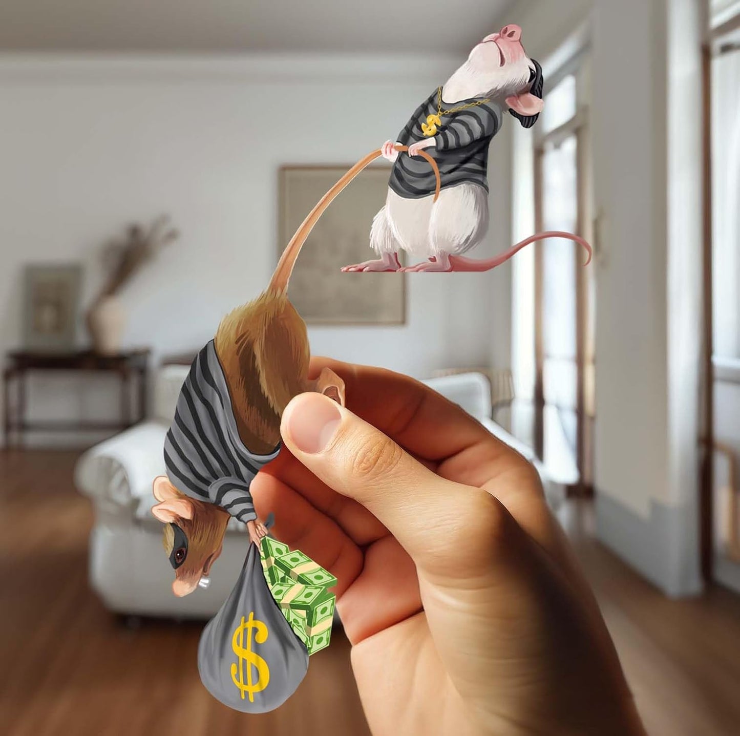 Mouse Reading Book, Wall Decor Sticker Decal, Kids Room, Classroom, Home, Bedroom, Bookcase, Book Lover, of Mice and Men, Children, Adorable, (Mice Burglars)