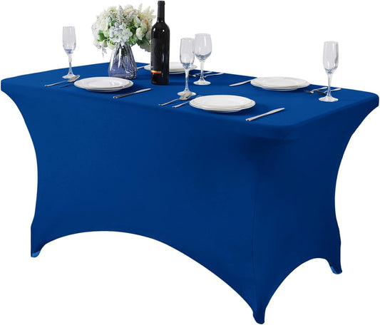 Spandex Table Cover for 4FT Table Universal Fitted Stretch Tablecloth for Party, Banquet, Wedding and Events-Classicblue