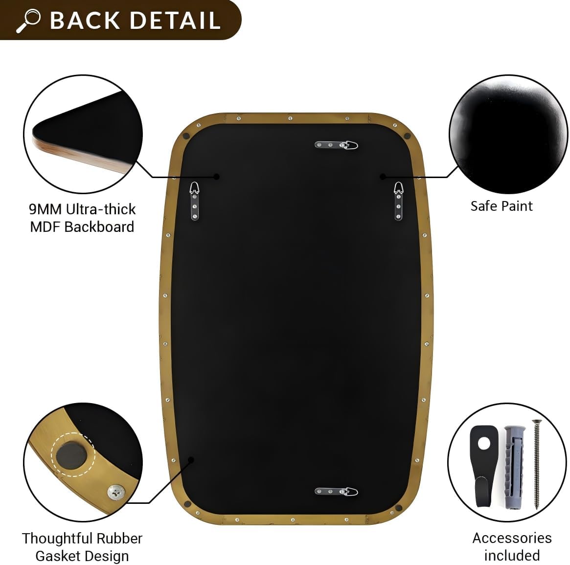 ANDY STAR Gold Bathroom Mirror, 20x30’’ Brushed Gold Vanity Mirror for Bathroom, Brushed Brass Oblong Stainless Steel Metal Frame Mirror for Over Sink