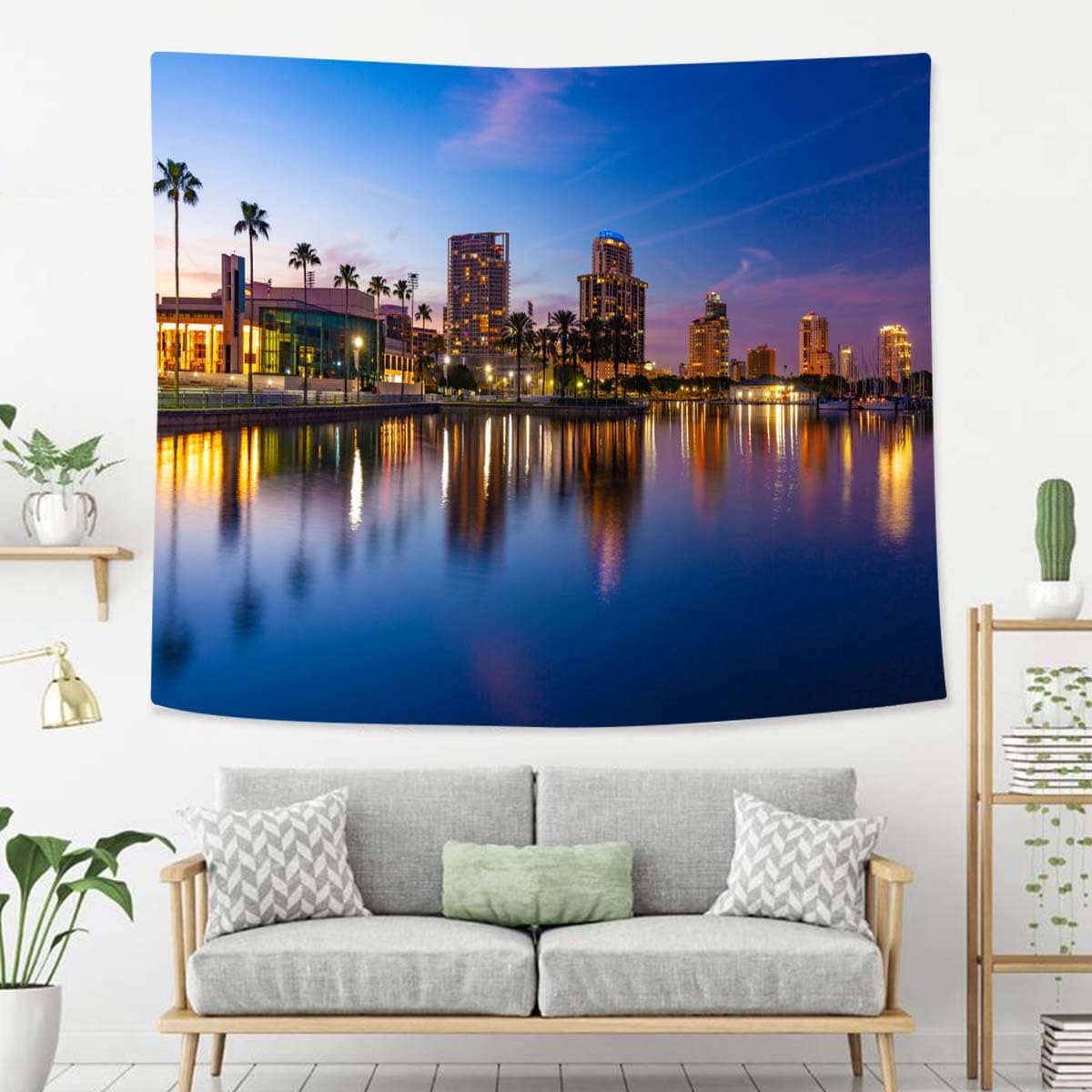 Night Tapestry For Bedroom St Petersburg Florida At Night Tapestries Wall Hanging For Living Room Dorm Office 60×40 In