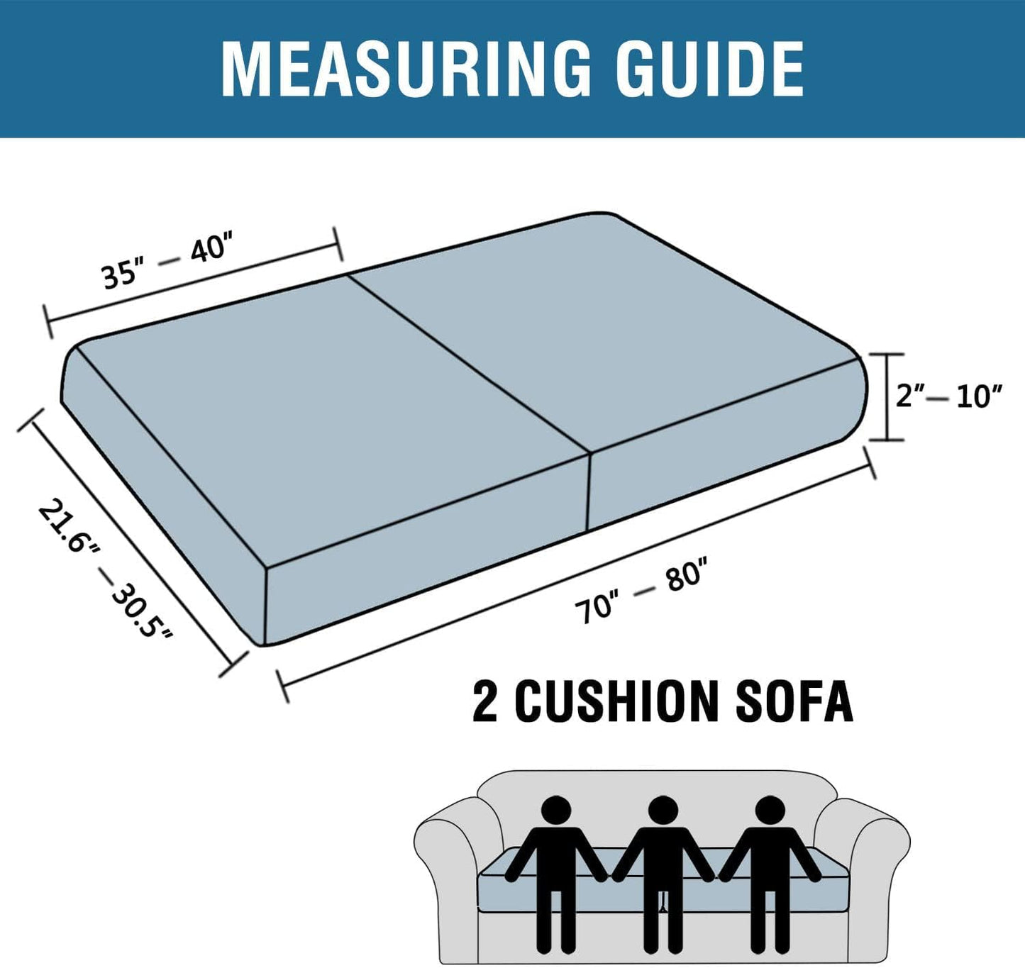 H.VERSAILTEX Super Stretch Individual Seat Sofa Covers Slipcover Sets Thick Jacquard Textured Twill Fabric (2 Piece Large Sofa Cushion Covers, Dove)