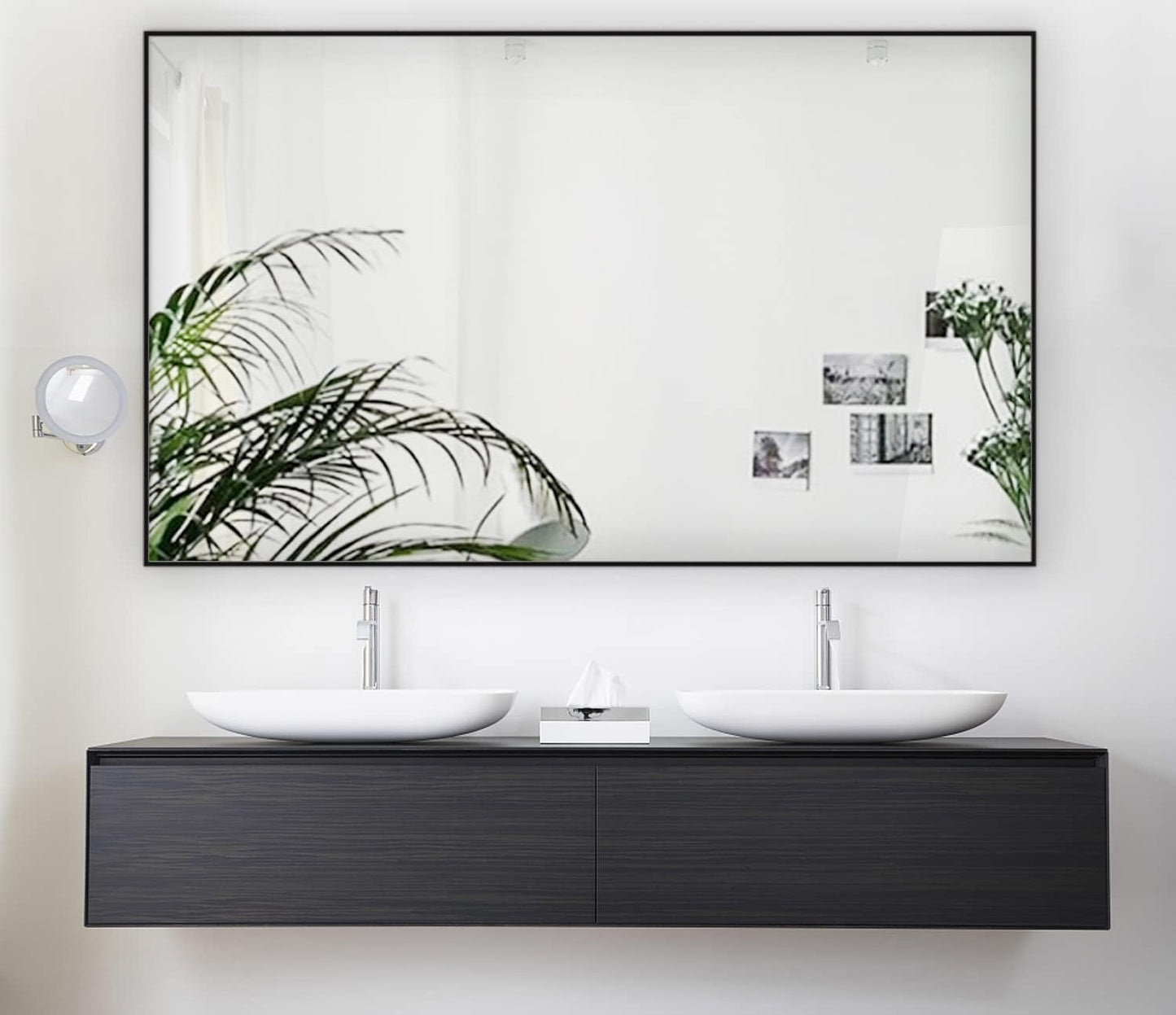 Bathroom Wall Mirror, Decorate Bathroom Mirrors for Wall, Rectangle Modern Bathroom Wall Mounted Mirror Vertical or Horizontal Hanging for Living Room (Black Framed 40’’ x 24’’)