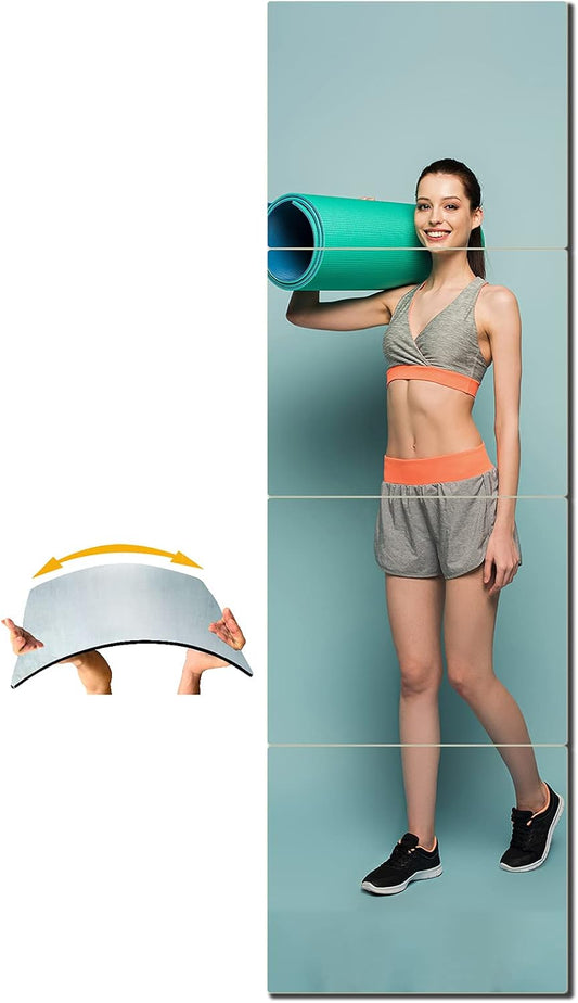 Shatterproof Wall Mirror Full Length for Bedroom, Acrylic Gym Mirrors For Home, Extra Thick: 0.12 inch, 16 x 16 inch x 4 Pcs, Workout Mirrors Safe for Kids, Over The Door, Long Wall Mounted