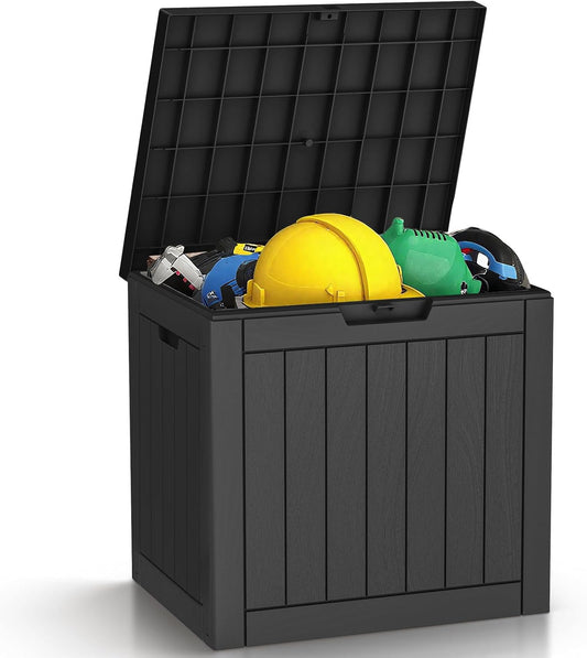 31 Gallon Outdoor Storage Box - Waterproof Resin Deck Box for Indoor & Outdoor Use, Lockable & UV Resistant Storage Bin for Package Delivery, Patio Cushions, Gardening Tools - Black