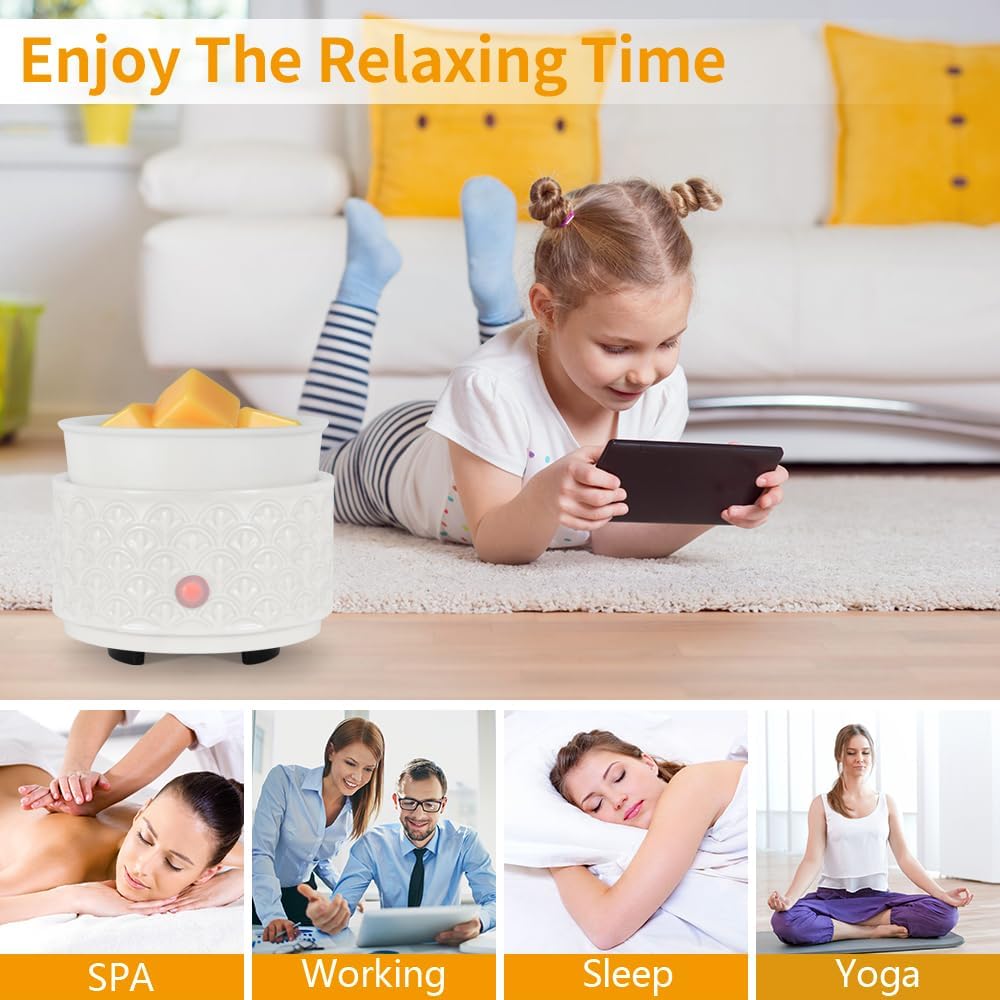 kobodon Ceramic Wax Melt Warmer - 3-in-1Electric Wax Warmer-Fragrance Candle Burner for Scented Wax Tarts and Essential Oils - Wax Melts as Gifts for Moms Grandma Women Girls（White）…