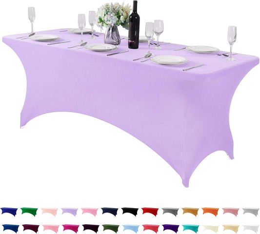 Spandex Table Cover for 6Ft or 4fT or 8ft Table Universal Fitted Stretch Tablecloth for Party, Banquet, Wedding and Events-Lavender