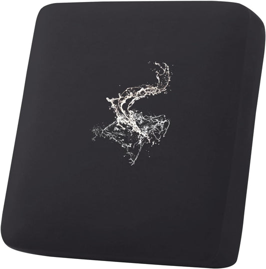 hyha Waterproof Couch Cushion Covers, Stretch Sofa Couch Seat Slipcover for Dog Washable, Non-Slip Waterproof Outdoor Cushion Covers for Patio Furniture Replacement (1 Piece for Small, Black)