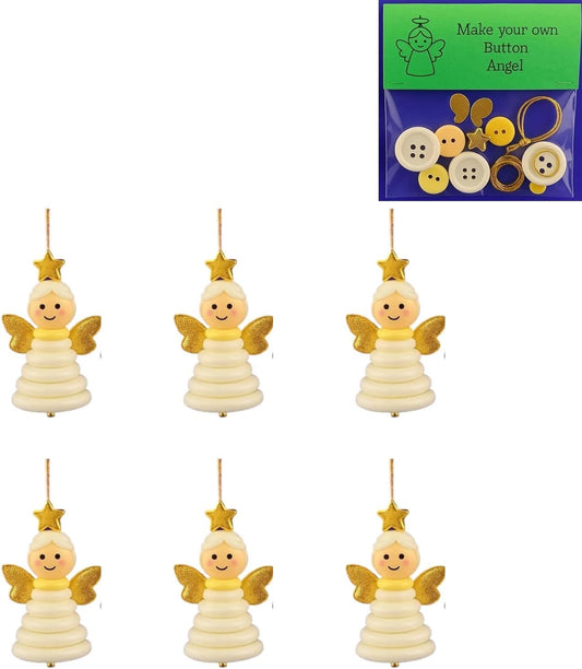 DIY Christmas Button Ornament Making Set - Snowman/Santa/Angel, Fun Holiday Craft Kit for All Ages, Ideal Xmas Tree Hanging Decor & Festive Gifts (6pcs-C)