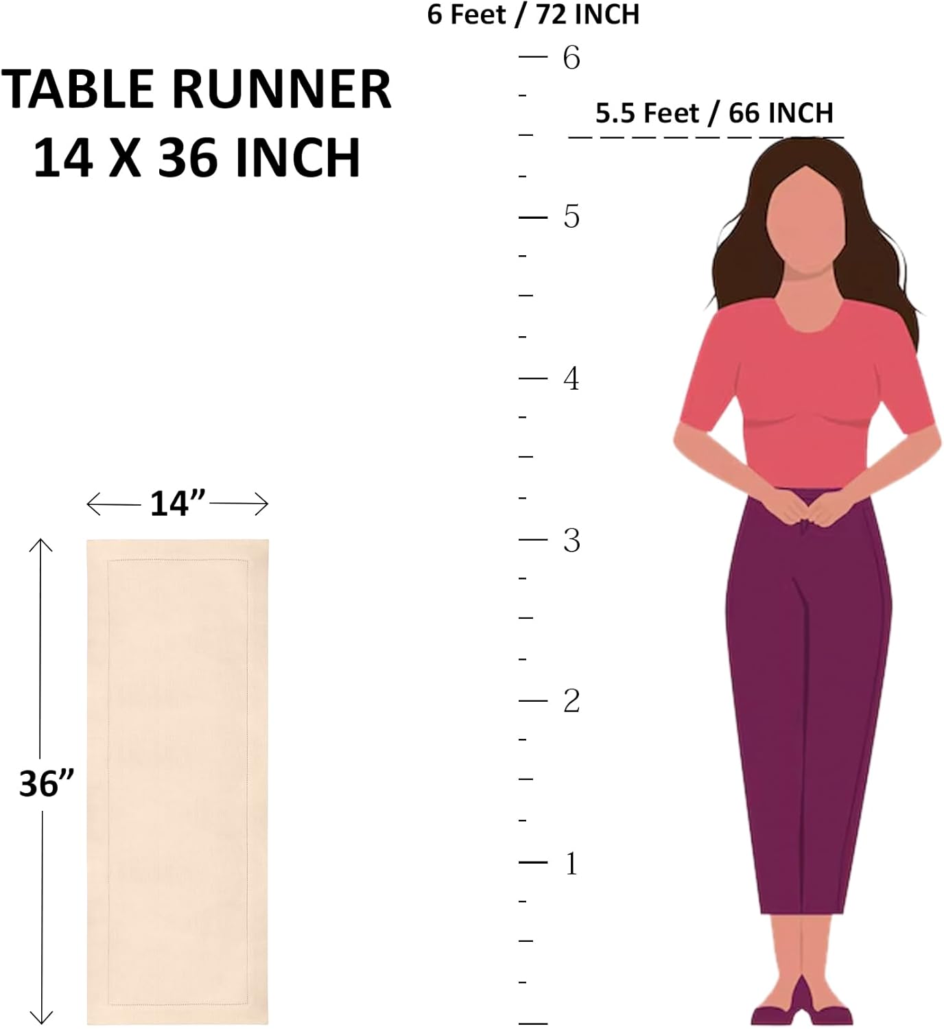 Solino Home Linen Natural Table Runner 36 Inches - Classic Hemstitch, 100% Pure Linen Coffee Table Runner 14 x 36 Inch Ideal for Dresser Tables - Fall, Autumn, Halloween, Thanksgiving