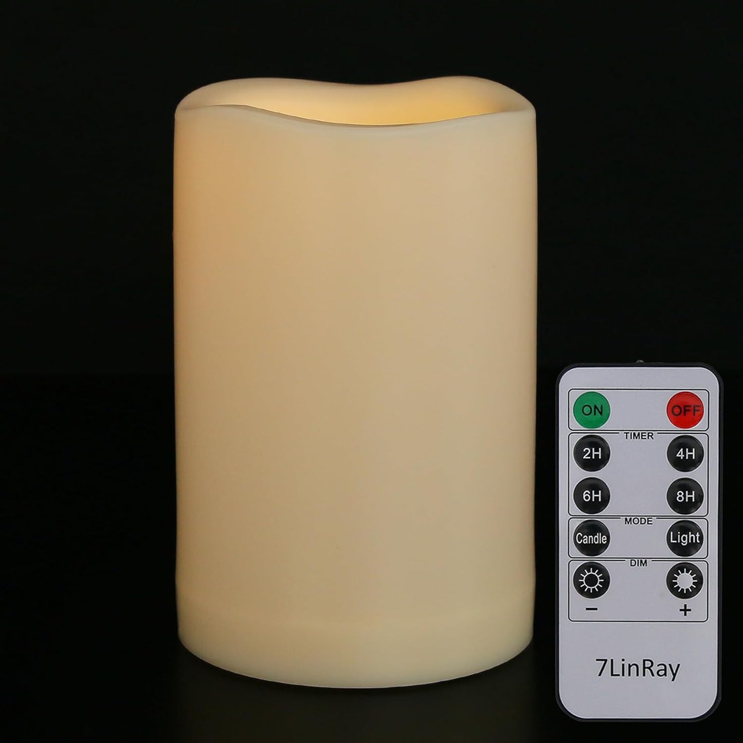 4" x 6" Large Outdoor Flameless Candles with Remote and Timer, Battery Operated Flickering LED Pillar Candles for Patio, Porch, Lantern, Ivory, Plastic, Pack of 1