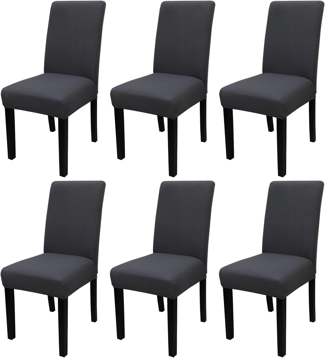 JQinHome 6 Pcs Dining Chair Slipcover,High Stretch Removable Washable Chair Seat Protector Cover for Home Party Hotel Wedding Ceremony (Grey)