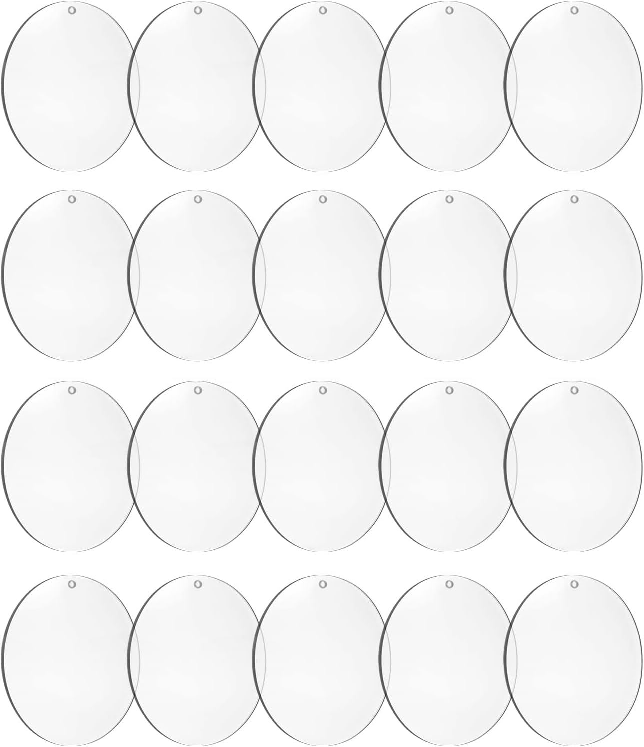 4 Inch Round Acrylic Blanks Ornament 20 Pcs Clear Acrylic Disc Circle with Holes Clear Christmas Ornaments Blanks for DIY Decor Crafting Making and Painting