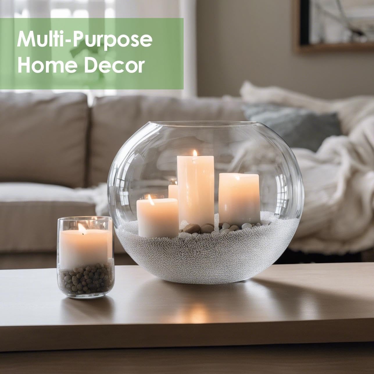 Craft And Party, Glass Bubble, 6" Height x 8" Width Glass Fish Bowl Vase, Bubble Bowl vase for Terrarium, Flower vase Centerpiece