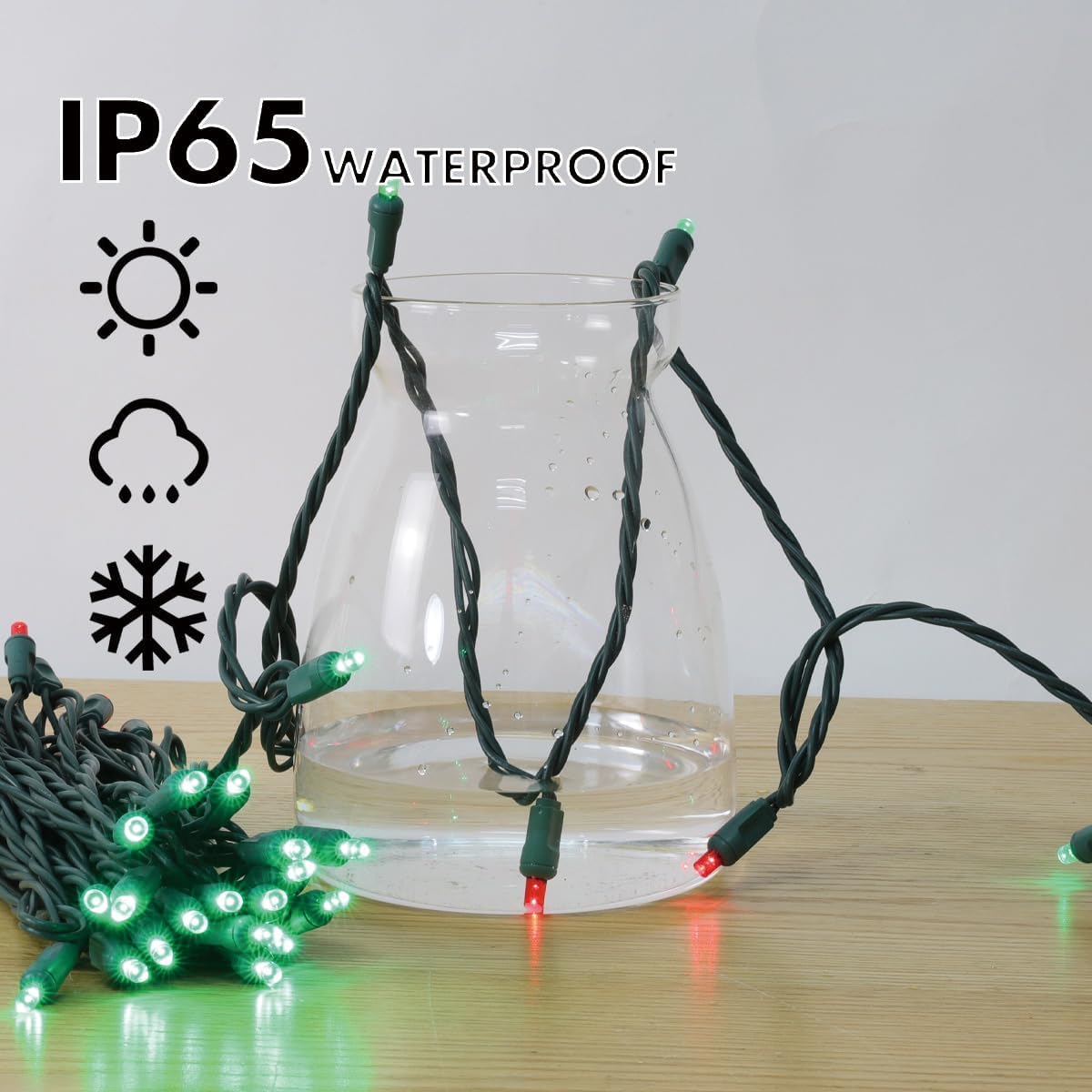 600LED (12pk of 50L) String Lights,LED Christmas Lights, 6" SPACING,Green Wire,Red and Green