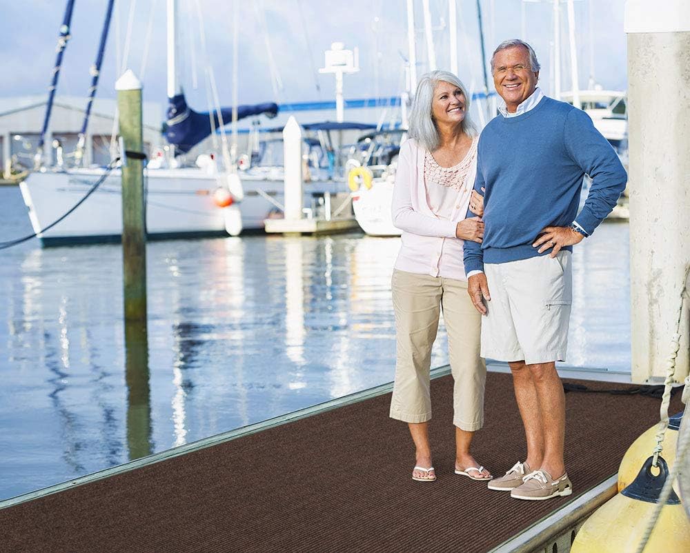 House, Home and More Indoor Outdoor Double-Ribbed Carpet Runner with Skid-Resistant Rubber Backing - Bittersweet Brown - 4 Feet x 25 Feet