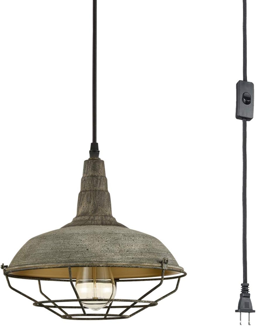 DANSEER Farmhouse Plug in Pendant Light with 16 Feet Hanging Cord Hanging Lighting Fixture