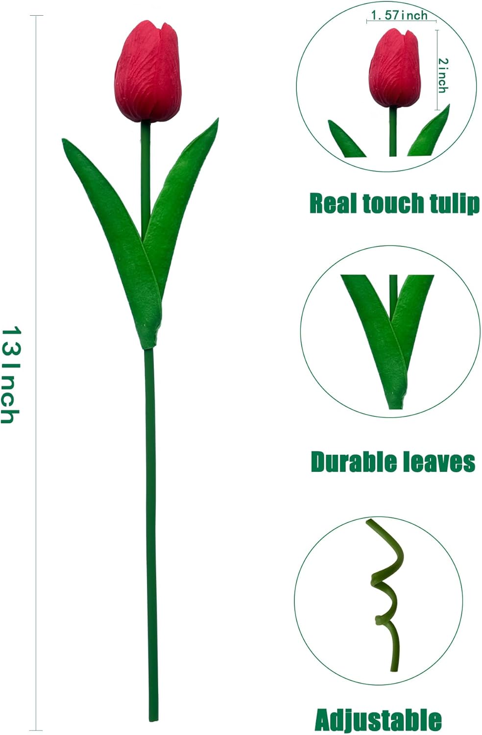 Artificial Tulips Flowers 15Pcs Faux PU Tulip Real Touch Tulip Fake Flowers Bouquets Arrangements for Mother's Day Easter Spring Flowers Gifts Home Table Décor