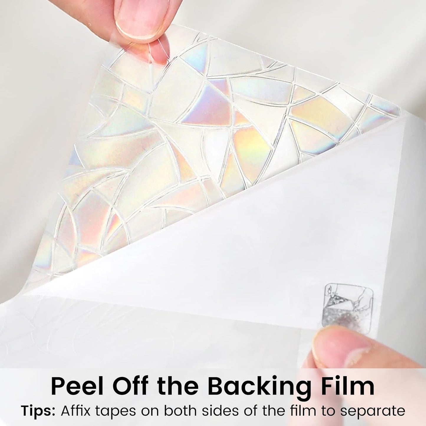 DOWELL Window Privacy Film, Rainbow Window Film, Decorative Stained Glass Clings, Static Cling Door Sticker, Non-Adhesive 3D Decals for Home UV Protection, 35.4 x 78.5 inches