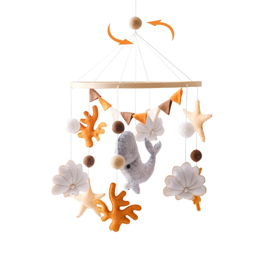 Baby Mobile for Crib - Ocean Animal Baby Mobiles - Baby Nursery Mobiles with Handmade Soft Felt Whale - Woodland Nursery Decor Toys for Ceiling Hanging | Perfect Baby Shower Gift for Baby Boys Girls