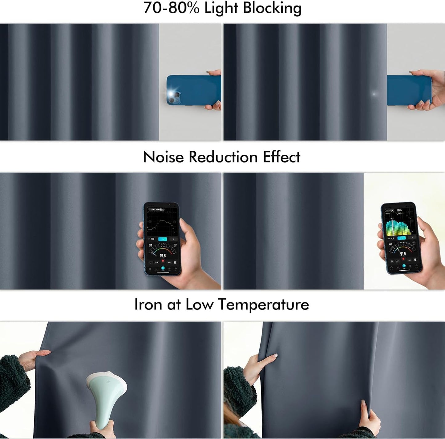 MIULEE Stone Blue Back Tab Blackout Curtains 120 Inch Long 2 Panels Set for Bedroom, Rod Pocket/Pinch Pleated Extra Long Thermal Insulated Living Room Darkening Light Blocking 10FT Drapes