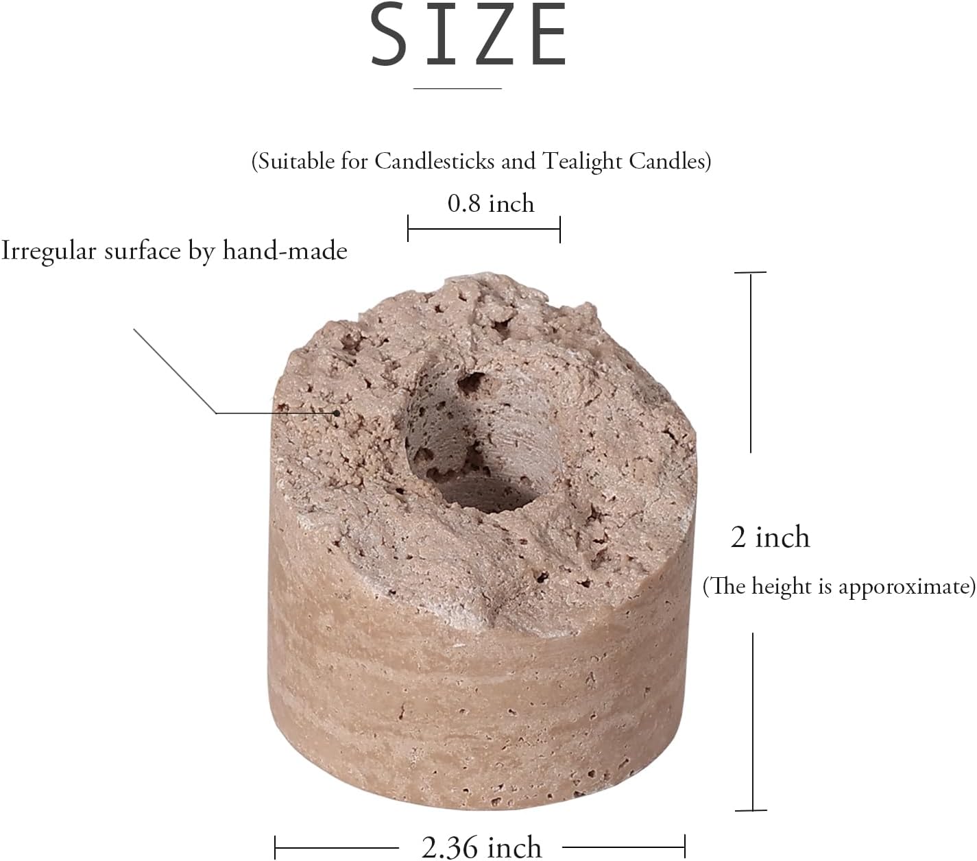 Travertine Candle Holder - Handmade Marble Candlestick Holder for Taper Candle - Vintage Small Stone Candle Sticks Holder Decor for Table Centerpieces, Wedding, Party, Fits 3/4 Inch Thick Candle