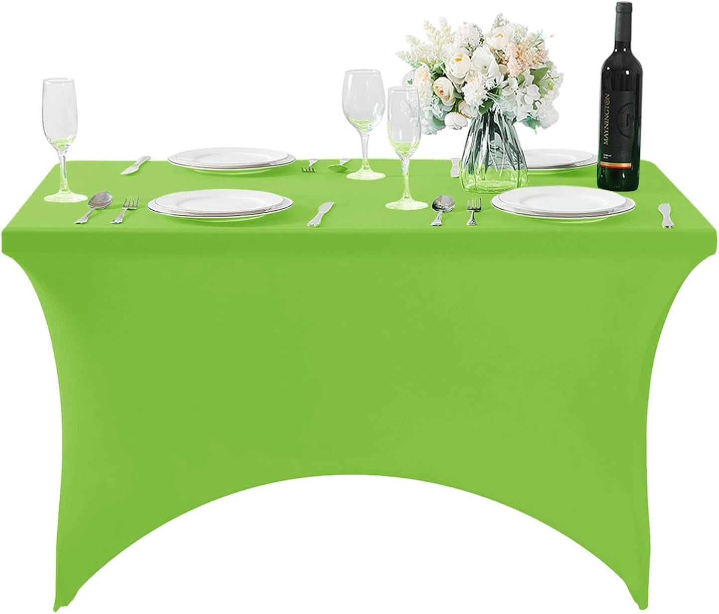 Spandex Table Cover for 4FT or 6ft or 8ft Table Universal Fitted Stretch Tablecloth for Party, Banquet, Wedding and Events-Apple Green