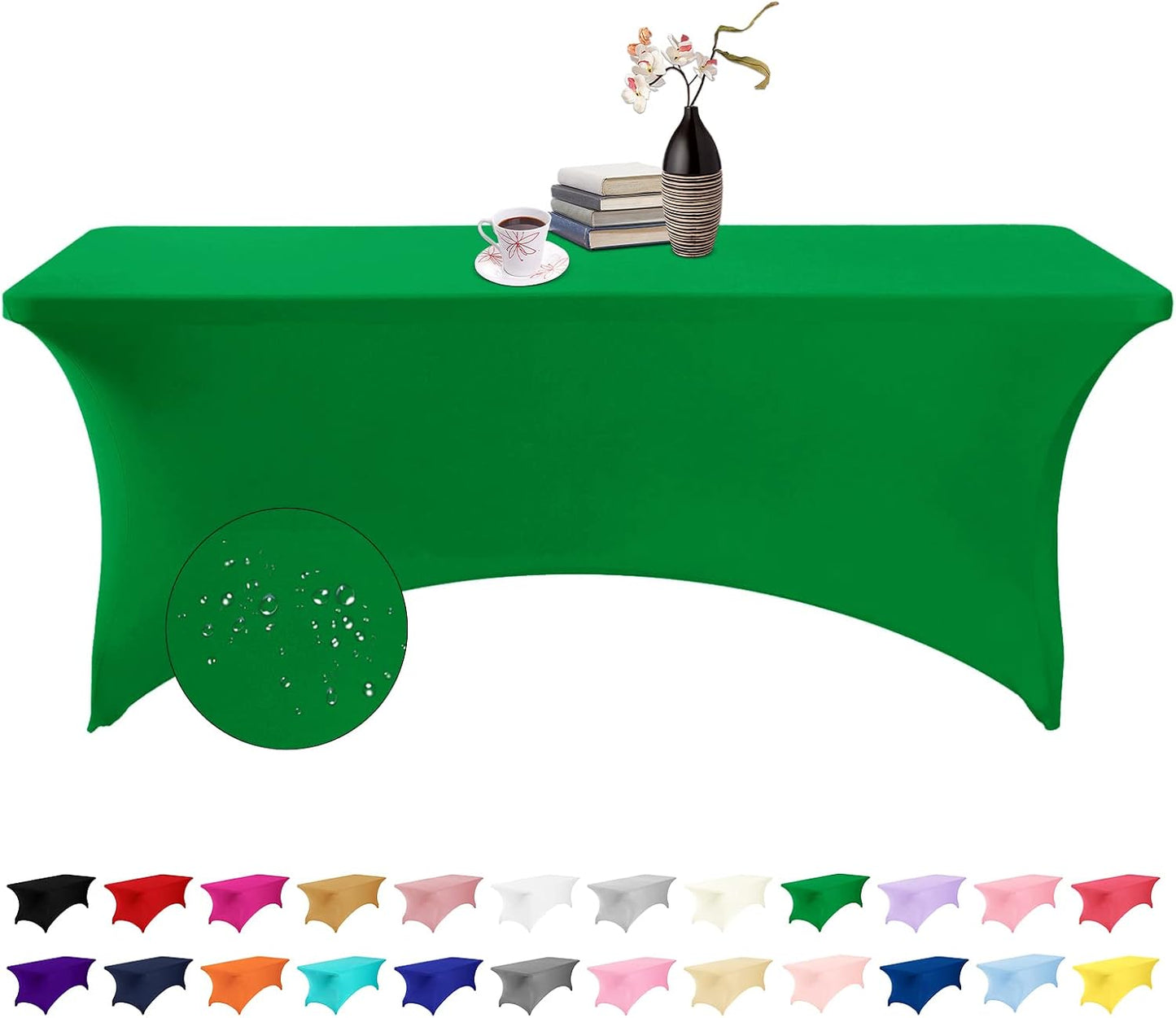 Spandex 6ft Waterproof Table Cover for Party,Wedding, Banquet, and Events(Emerald)