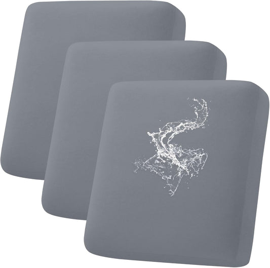 hyha Waterproof Couch Cushion Covers, Stretch Sofa Couch Seat Slipcover for Dog Washable, Non-Slip Waterproof Outdoor Cushion Covers for Patio Furniture Replacement (3 Pieces, Dark Grey)