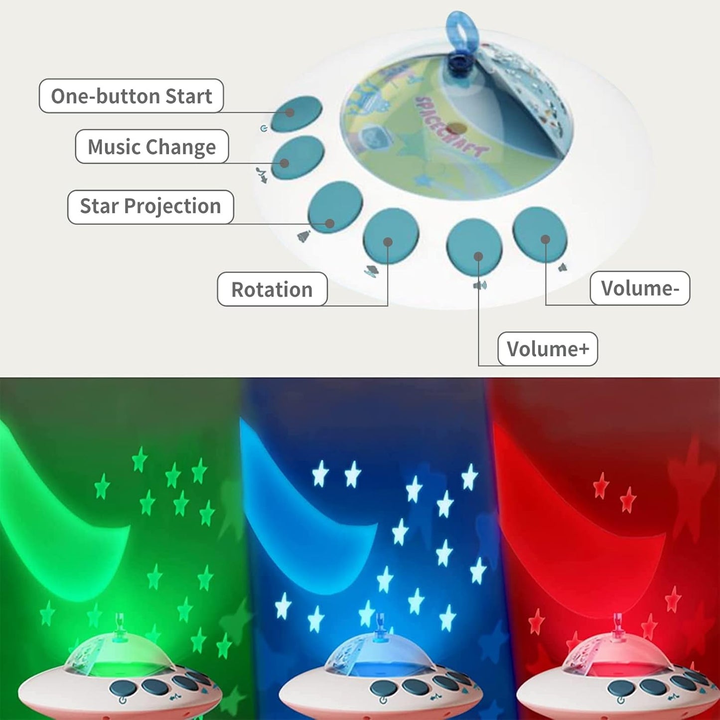 Eners Baby Crib Mobile with Music and Lights, Mobile for Crib with Remote Control, Rotation, Moon and Star Projection, Baby Crib Toys for Boys Girls (Pink)