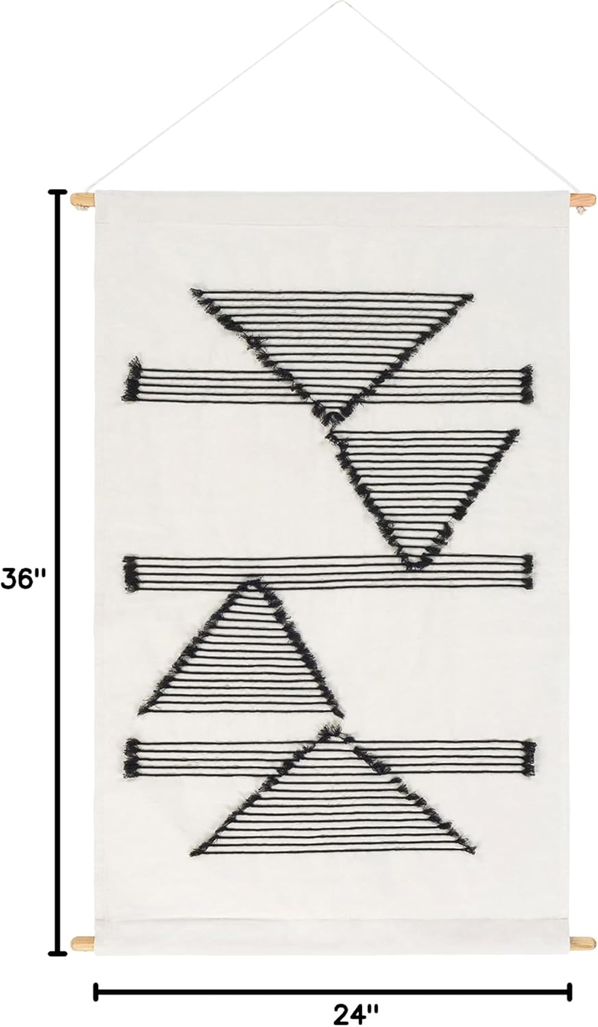 Mark&Day Wall Art, Hohenzell Modern Farmhouse Ivory Macrame Tapestry Wall Hanging for Living Room, Bedroom, Office or Kitchen (36"H x 24"W)