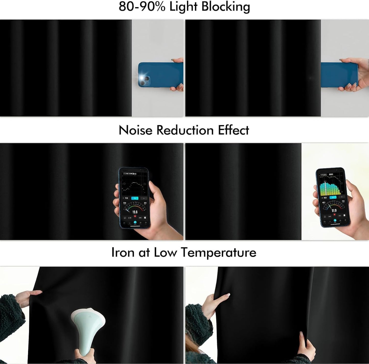 MIULEE Back Tab Blackout Curtains 102 Inch Long 2 Panels Set for Living Room Bedroom, Halloween Black Rod Pocket/Pinch Pleated Thermal Insulated Room Darkening Light Blocking Floor to Ceiling Drapes