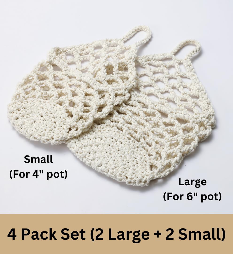 4PK Wall Planters for Indoor Plants, Macrame Plant Hanger | Wall Planter, Plant Hanger, Hanging Planter (2 Large + 2 Small)