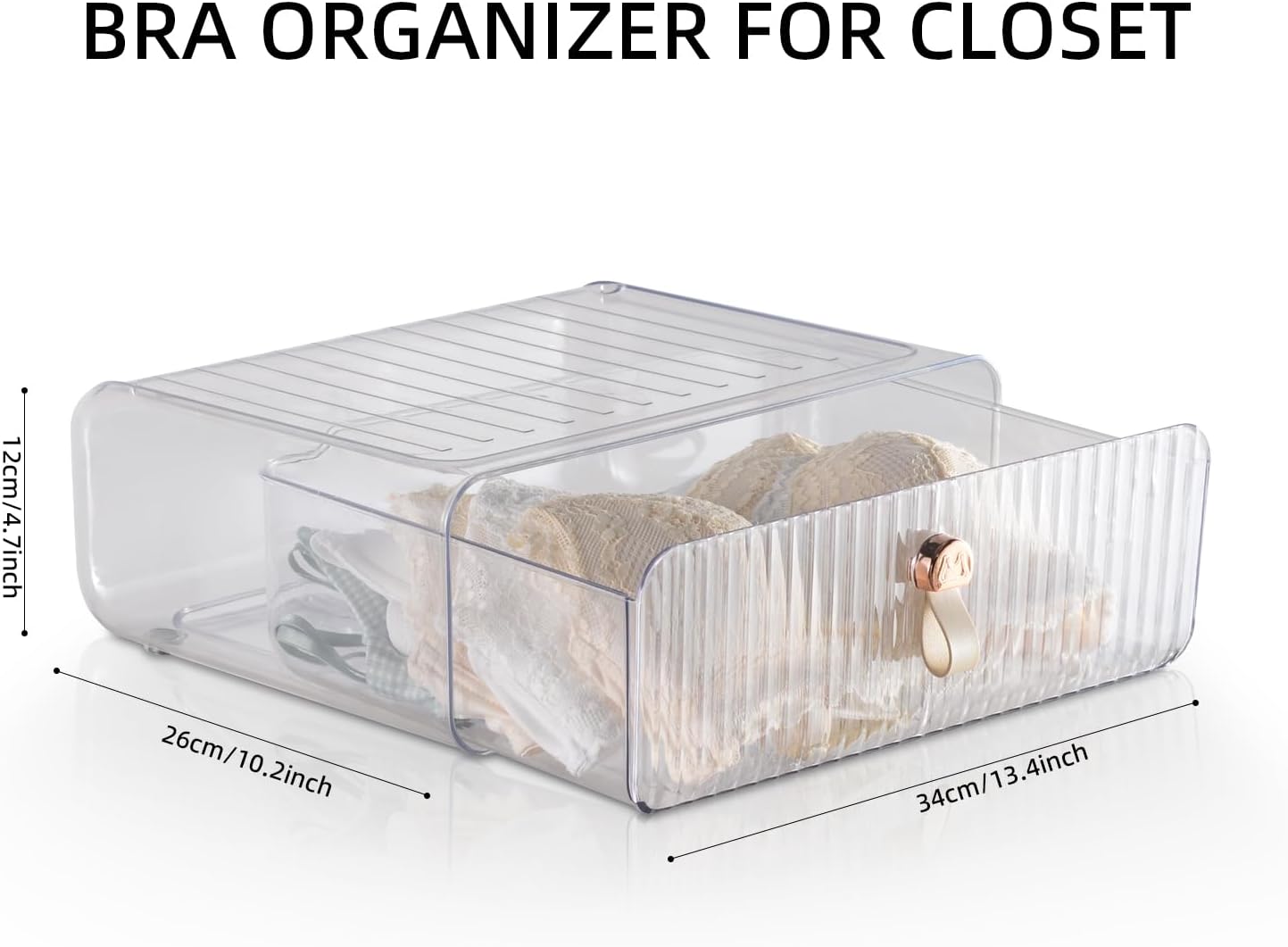 Underwear Drawer Organizer, Stackable Bra Organizer for Closet, 1 Cell Bra Storage, Sock and Underwear Organizer, Closet Organizers and Storage Drawer for Bra, Socks, Tie, Belt, Scarf