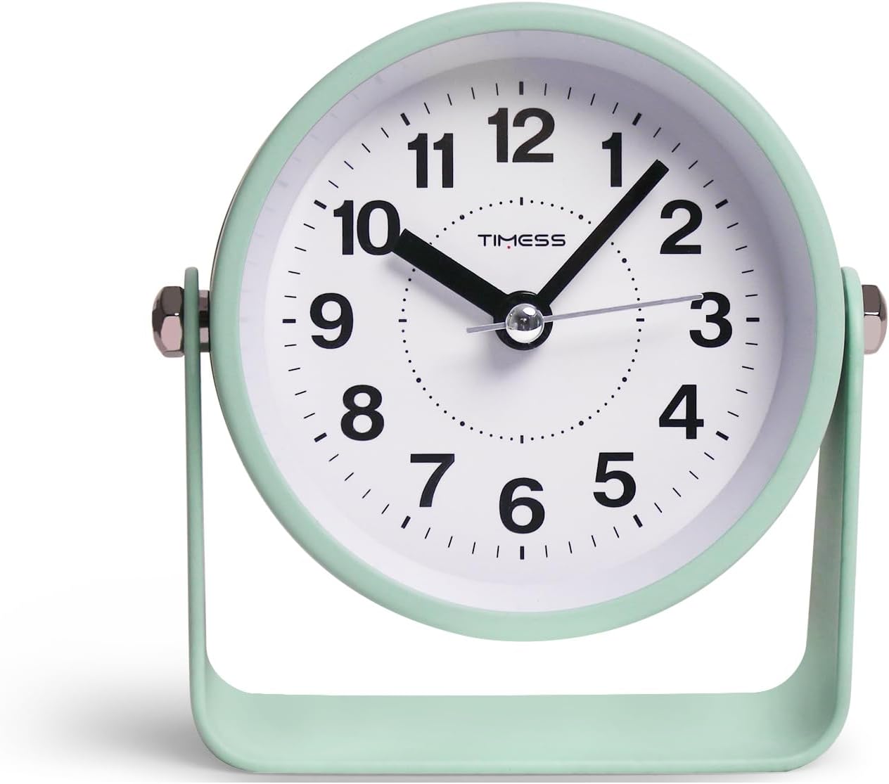 Analog Alarm Clock, Silent Non-Ticking Quartz Movement, Battery-Operated with Snooze & On-Demand Light, Easy to Set Gentle Wake Bedside Desk Clock, Ideal for Home, Travel, Office (Green)