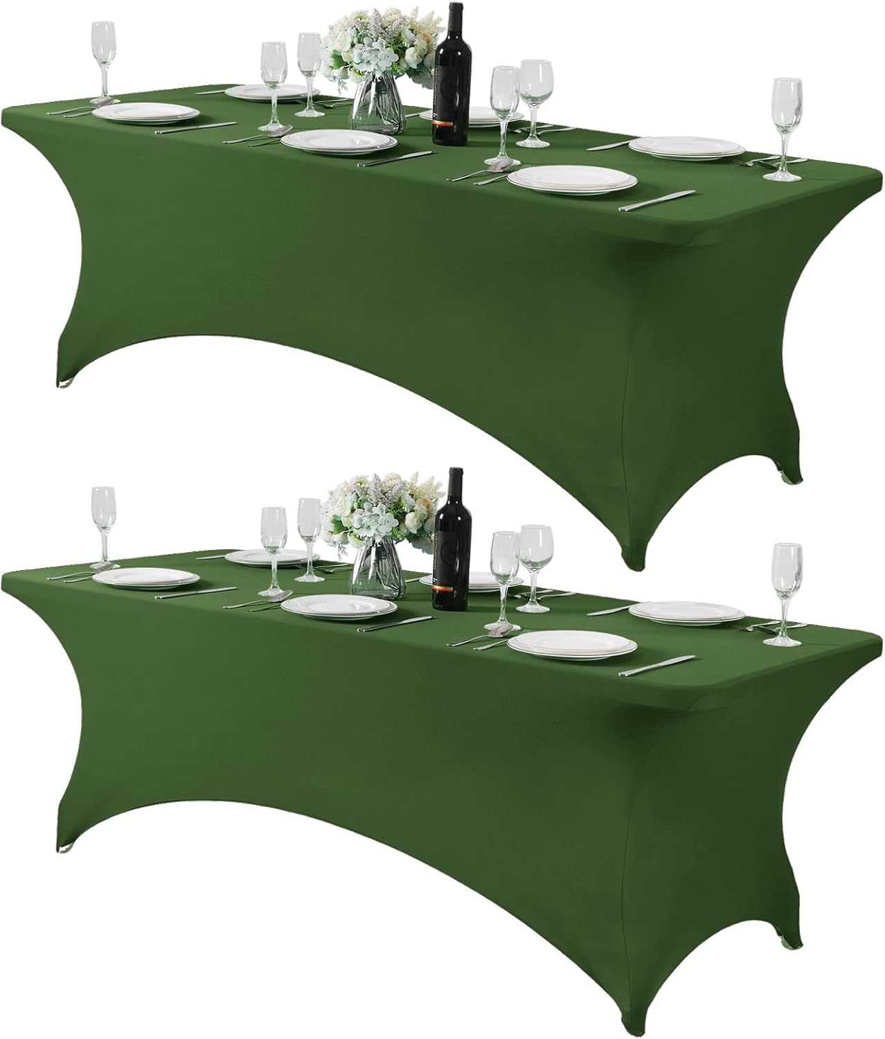 2Pack Spandex Table Cover for 8FT or 4ft or 6ft Table Universal Fitted Stretch Tablecloth for Party, Banquet, Wedding and Events-Willow