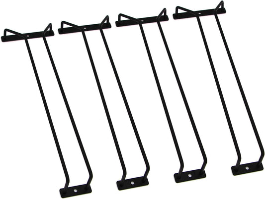 14-Inch Black Wine Glass Rack, Under Cabinet Wine Glass Holder Stainless Steel Stemware Rack - Hanging Stemware Holder for Cabinet Kitchen Bar, Set of 4