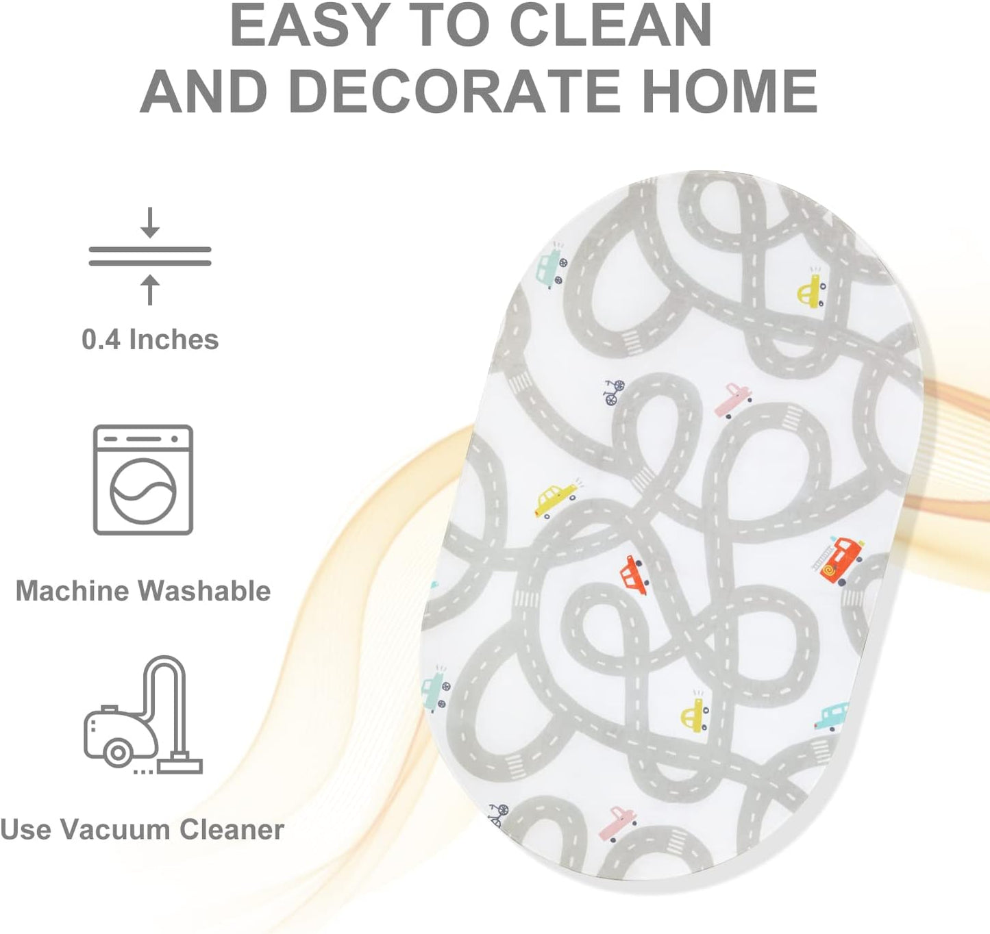 STARUIA Road Traffic Kids Rug Children Playing with Cars Playmat 4x6 Ft, Washable Play Carpet for Kids Playroom, Non-Slip Have Fun Safe Baby Nursery Rug for Toddler Boy's Bedroom Game Room Grey