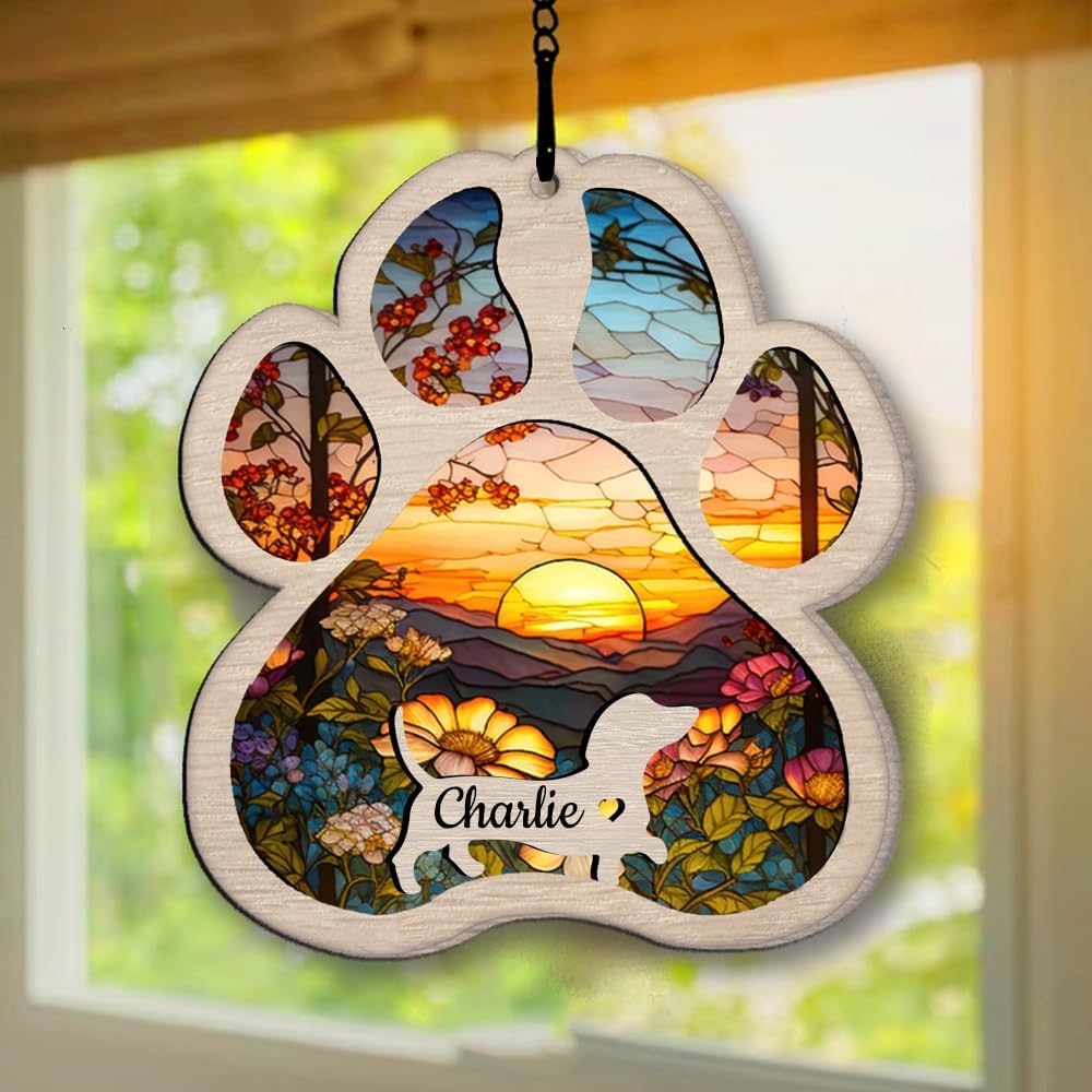 IZI POD Personalized Dachshund Suncatcher Dog Memorial Gifts, Custom Dachshund Ornament Christmas Tree, Pet Remembrance Gift, Loss of Dog Sympathy Gift, Pets Memorial Ornament, Pet Loss Suncatcher