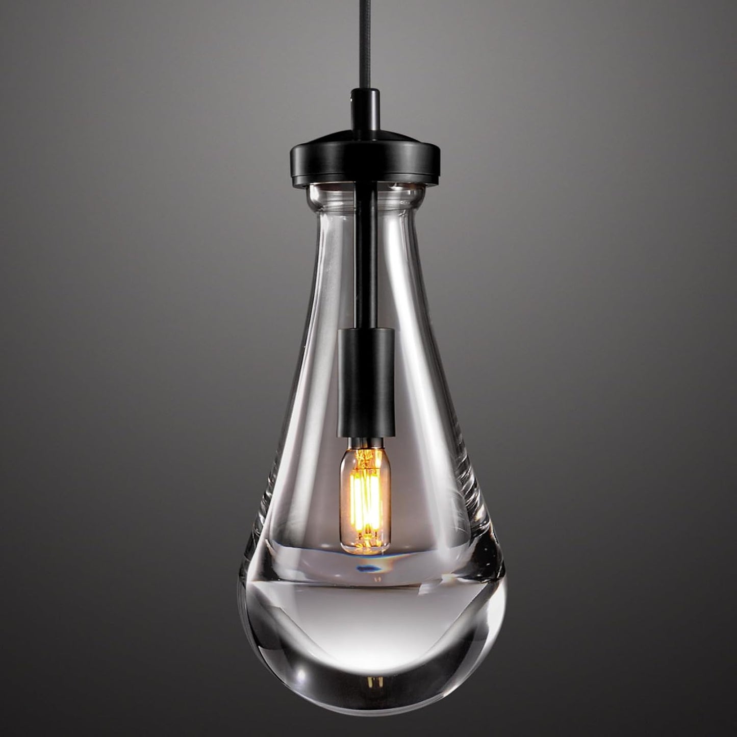 Modern Raindrop Pendant Lights, Pendant Lights for Kitchen Island, Black Brass Base Dining Room Light Fixtures, Interior Chandelier in The Living Room Hallway, Including Bulb