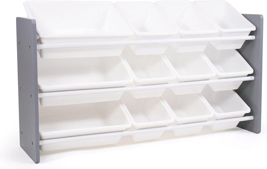 Humble Crew Made for Me Kids Toy Storage Organizer with 12 Storage Bins, Grey/White