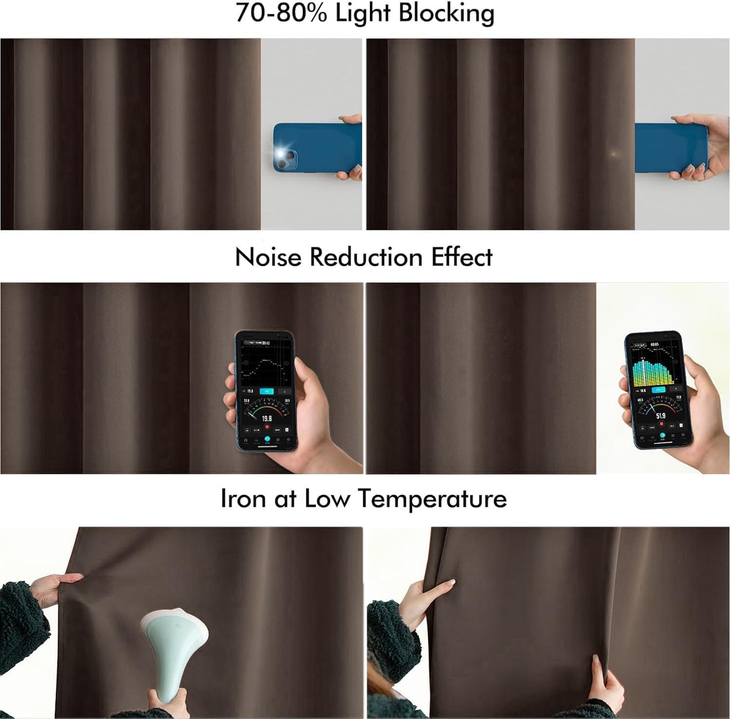 MIULEE Chocolate Brown Back Tab Blackout Curtains 84 Inch Length 2 Panels Set for Living Room Bedroom Privacy, Rod Pocket/Pinch Pleat Thermal Insulated Room Darkening Pleated Light Blocking Drapes