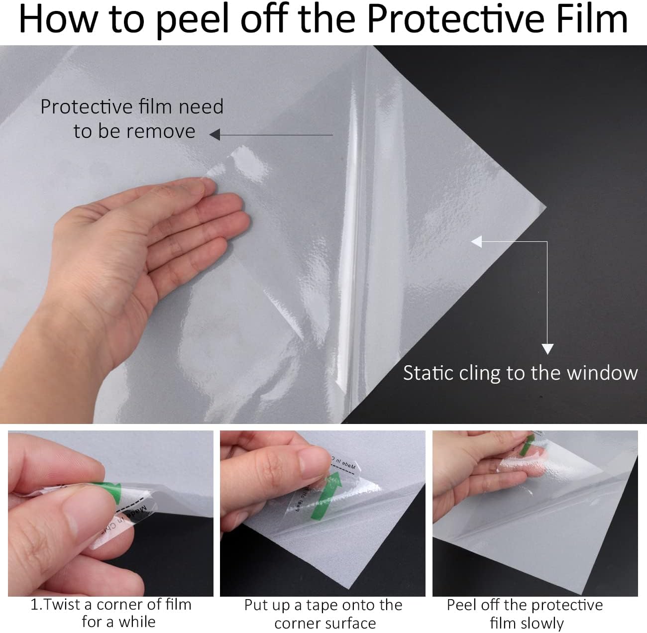 HIDBEA Frosted Window Privacy Film Non-Adhesive, Reusable UV Protection Window Glass Films Colorful Self Static Cling Removable Window Stickers (White Frosted, 17.7 Inch x 8.2 Feet)