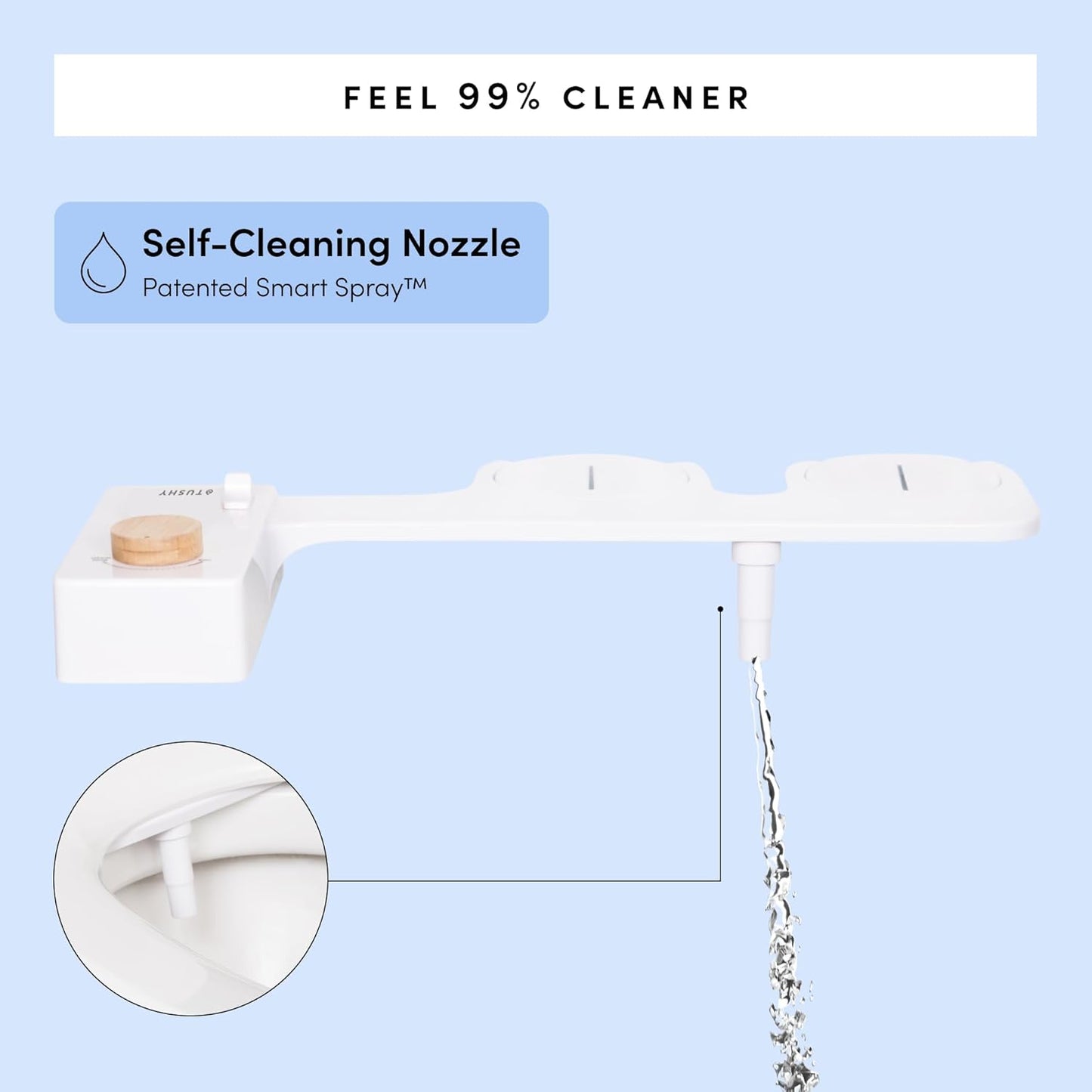 TUSHY Classic 3.0 Bidet Seat Attachment - A Non-Electric Self Cleaning Water Sprayer with Adjustable Water Pressure Nozzle, Angle Control & Easy Home Installation (Biscuit/Platinum)