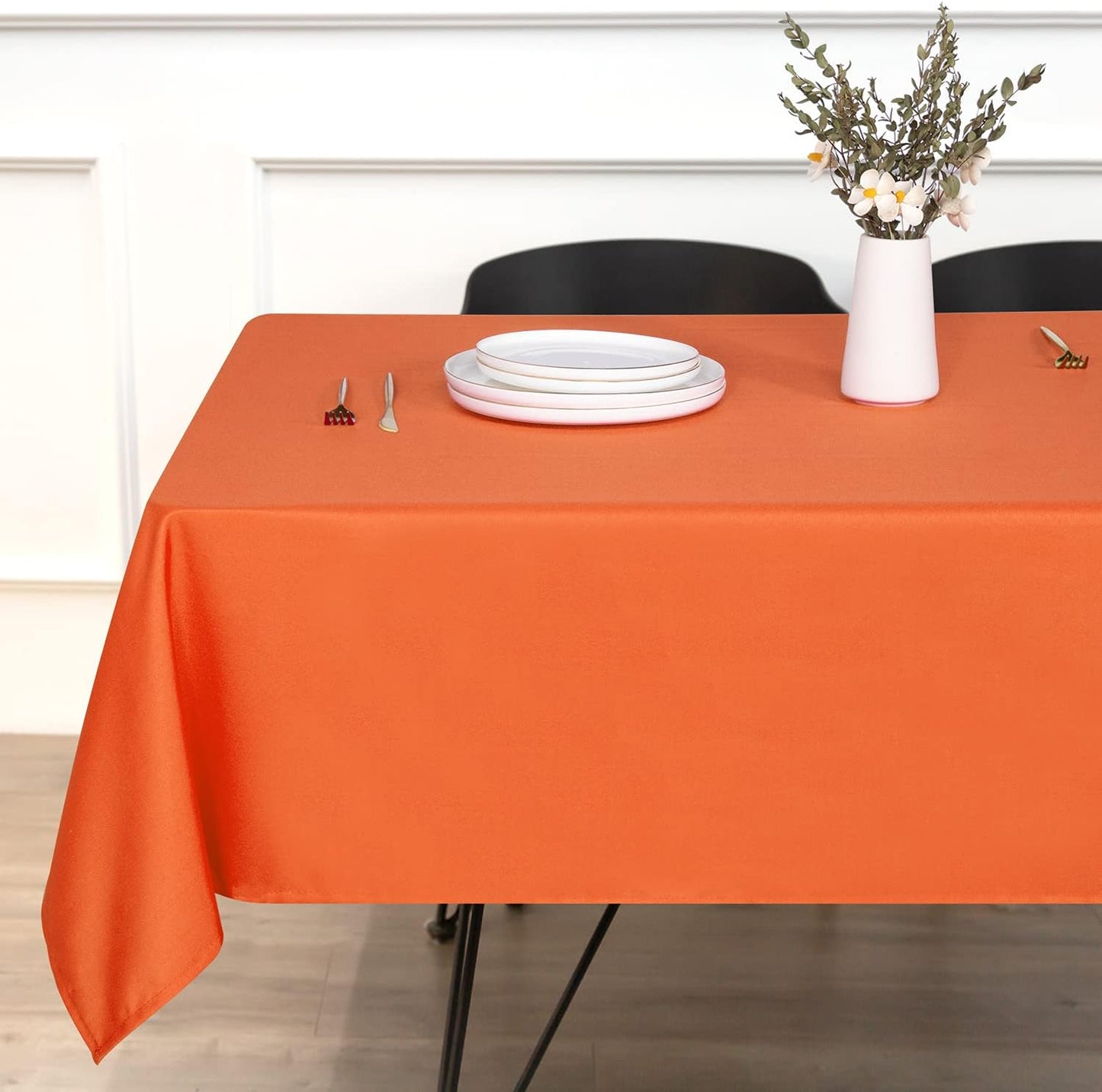 sancua Rectangle Tablecloth - 70 x 90 Inch - Stain and Wrinkle Resistant Washable Polyester Table Cloth, Decorative Fabric Table Cover for Dining Tables, Buffet Parties and Camping, Orange