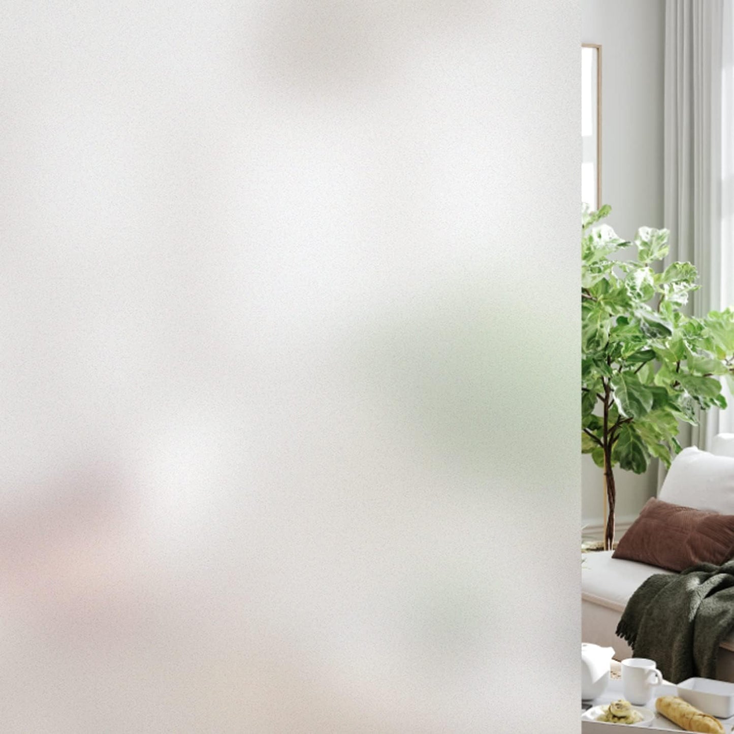 HIDBEA Frosted Window Privacy Film Heat Control UV Blocking, Static Cling Non-Adhesive Reusable Door coverings for Bathroom Home Office (Frosted 29.5 Inch x 6.5 Feet)