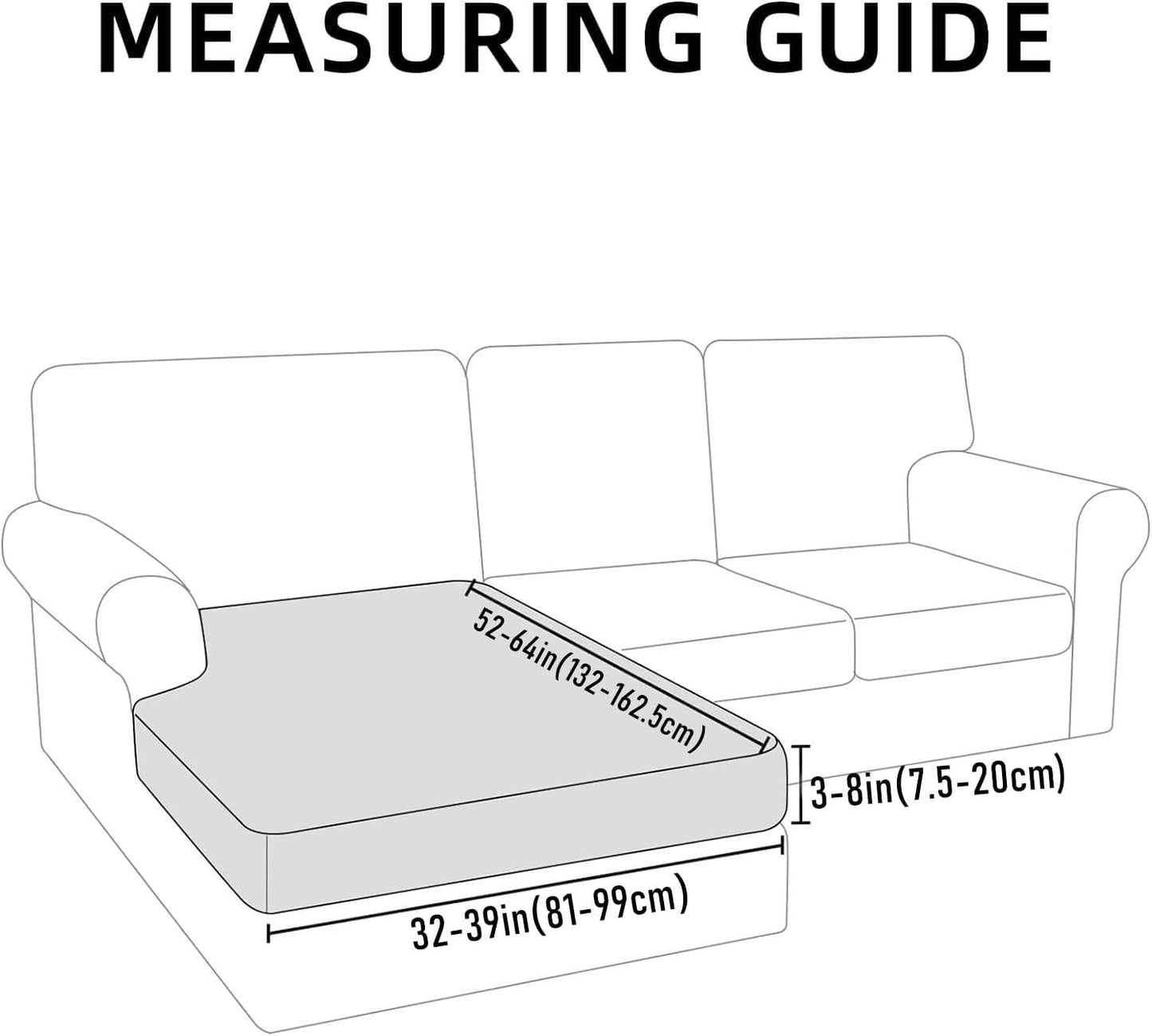 hyha Waterproof Sectional Couch Covers, Non Slip Sofa Couch Cushion Covers L Shape, Thick Stretch Jacquard Fabric, Washable Sofa Slipcovers with Elastic Bottom (1 Piece for Chaise, Lake Blue)